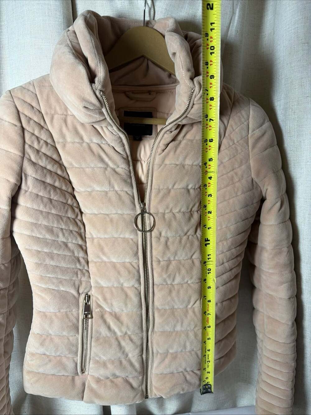 Guess Quilted Puffer Jacket Size M Pink Velour